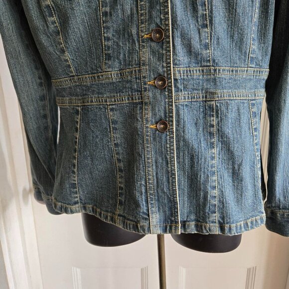 Axcess Liz Claiborne Stretch Denim Jean Jacket Women's Large Blue NICE! - Picture 4 of 11